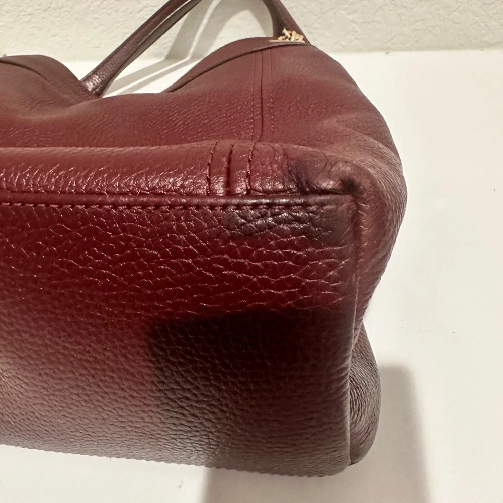 Michael Kors Jet Set Merlot Pebbled Leather Large Shoulder Bag Tote Chain Strap